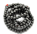 6mm Round HEMATITE Gemstone Beads . 1 strand 17" . about 75 beads  ghe0081