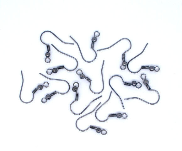 20 GUNMETAL French Hook Earrings Ear Wires (10 pairs)  fin0289a