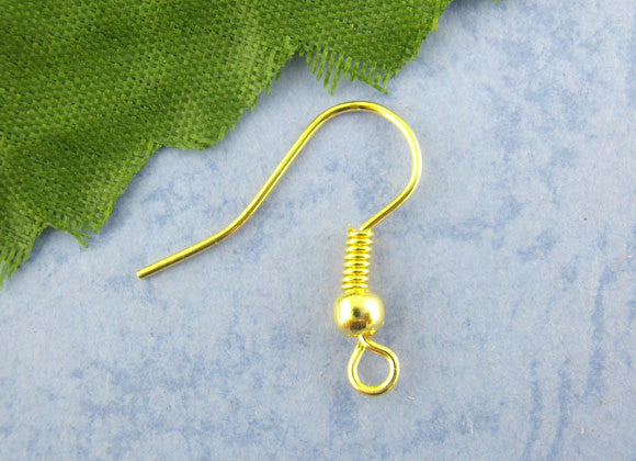 200 Gold Plated French Hook Earrings Ear Wires (100 pairs) fin0149b