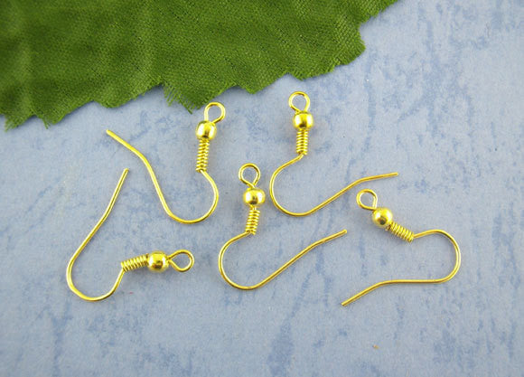 200 Gold Plated French Hook Earrings Ear Wires (100 pairs) fin0149b