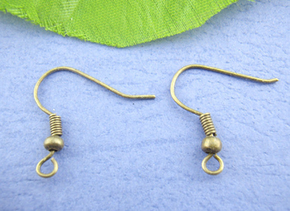 200 Antiqued Gold BRONZE Metal French Hook Earrings Ear Wires (100 pairs)  fin0148b