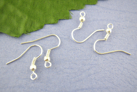 20 Bright SILVER PLATED French Hook Earrings Ear Wires (10 pairs) fin0150a