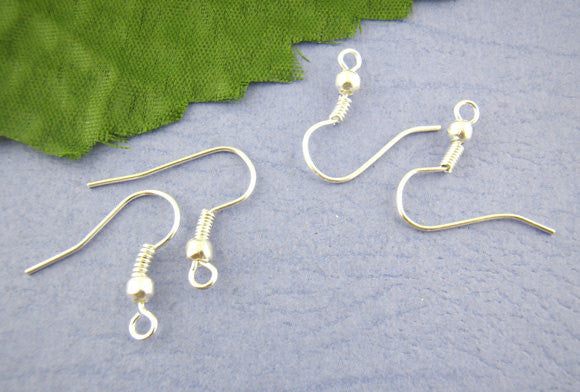 200 Bulk Bright SILVER PLATED French Hook Earrings Ear Wires (100 pairs)   fin0150b