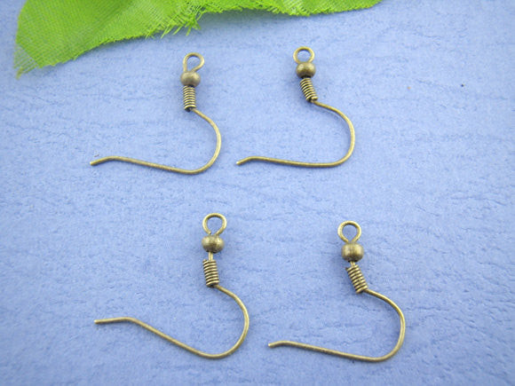 20 Antiqued Gold BRONZE Metal French Hook Earrings Ear Wires (10 pairs) fin0148a
