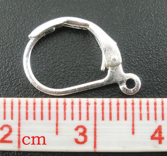 60 Bright SILVER PLATED Metal Lever Back Earrings Ear Wires (30 pairs) . shipped from USA . fin0283
