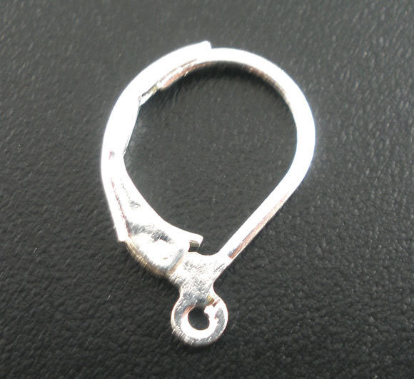 60 Bright SILVER PLATED Metal Lever Back Earrings Ear Wires (30 pairs) . shipped from USA . fin0283