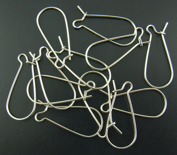 20 Antiqued Silver Tone Metal Kidney Earrings Ear Wires (10 pairs) . shipped from USA   fin0152a