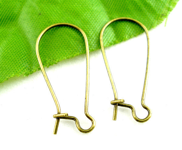 20 Antiqued BRONZE Metal Kidney Earrings Ear Wires (10 pairs) fin0014a