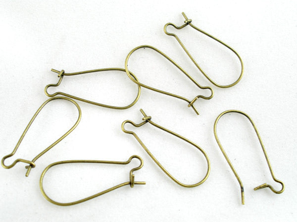 20 Antiqued BRONZE Metal Kidney Earrings Ear Wires (10 pairs) fin0014a