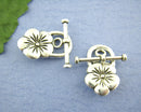 5 Sets Violet Pansy FLOWER TOGGLE Clasps . Silver Tone Metal  fcl0027a