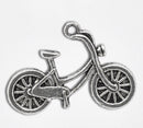 6 Medium Antique Silver Tone Metal Pewter GIRL'S Touring Bicycle Charm Pendants . 26 x 18mm  . chs0271