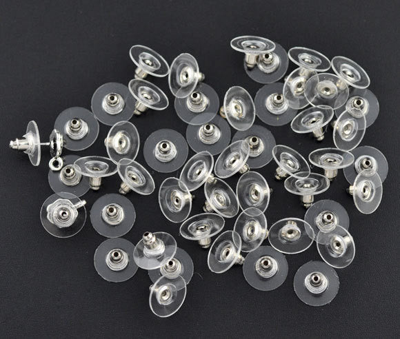 Earring Backs for post earrings . ear nuts . disc style . 50 pieces (25 pairs)  fin0301a