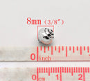 12  Antiqued Silver Tone Metal SOLID Spacer Beads  8mm bme0096