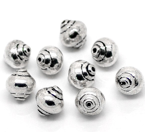 12  Antiqued Silver Tone Metal SOLID Spacer Beads  8mm bme0096