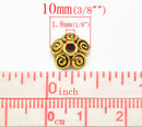 100 Antiqued Gold BRASS SWIRL Bead Caps Findings 10mm fin0088b