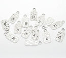 5 Letter Y Monogram Initial Letter Stamped Rectangle Tag Charms, Hammered Antiqued Silver Tone Metal, 27x12mm, chs2623