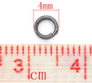 4mm Gunmetal Split Rings, Small Gunmetal Finished Double Loops Split Rings, Open Jump Rings, bag of 50, jum0065