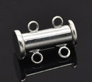 2 Magnetic 2-strand SILVER PLATED Slider Connector Clasps, 15x10mm  for Multi Strand Bracelets and Necklaces fcl0076