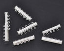 2 Magnetic 5-strand SILVER PLATED Slider Connector Clasps, 30x10mm  for Multi Strand Bracelets and Necklaces fcl0012