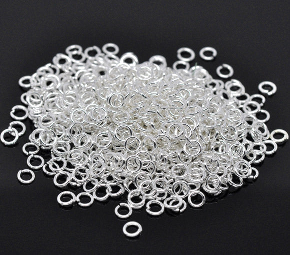 50 Silver Plated Copper Open Jump Rings Findings 4mm x 0.7mm, 21 gauge wire jum0032a