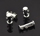 2 Magnetic 2-strand SILVER PLATED Slider Connector Clasps, 15x10mm  for Multi Strand Bracelets and Necklaces fcl0076