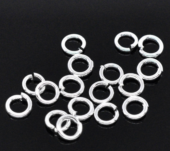 300 Silver Plated Thick Open Jump Rings Findings 6mm x 1.0mm, 18 gauge wire jum0094b