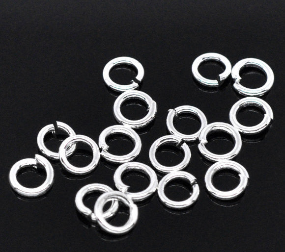 50 Silver Plated Thick Open Jump Rings Findings 6mm x 1.0mm, 18 gauge wire jum0094a