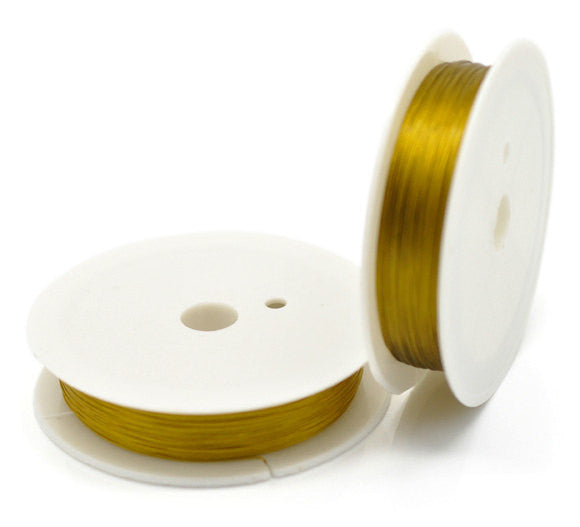 100 ft (30 meters) Spool of Gold Plated Tiger Tail Beading Wire . Steel Wire wir0013