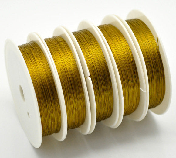 100 ft (30 meters) Spool of Gold Plated Tiger Tail Beading Wire . Steel Wire wir0013