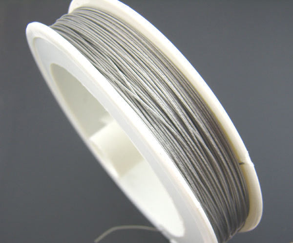 230 ft (70 meters) Spool of SILVER Tone Tiger Tail Nylon-Coated Beading Wire . Steel Wire  0.38MM wir0001