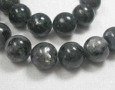 1 Strand 15.5" Round NORWEGIAN LABRADORITE Beads 10mm  Natural Gemstones . shades of black, grey glb0002