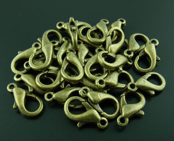 100 pcs Antiqued Bronze Tone Lobster Clasps 12mm x 6mm  fcl0028b