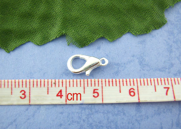 100 pcs Bright SILVER Plated Lobster Clasps  12mm x 6mm fcl0019a