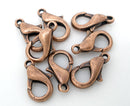 Antiqued COPPER Tone Lobster Clasps  12mm x 6mm  fcl0030
