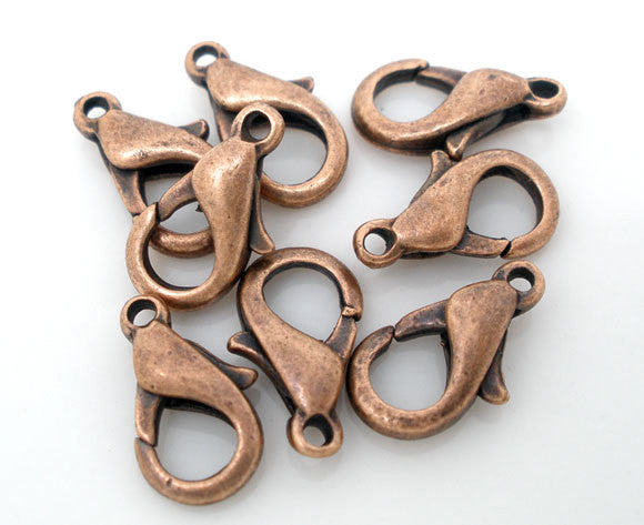 Antiqued COPPER Tone Lobster Clasps  12mm x 6mm  fcl0030