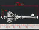 2 Large Antiqued Silver Tone Pewter SCEPTER CROWN Key Charm Pendants . chs0192
