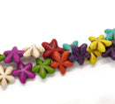 15.5" Strand Stone FLOWER or STARFISH Gemstone Beads . 19X17mm . carved stone  How0127