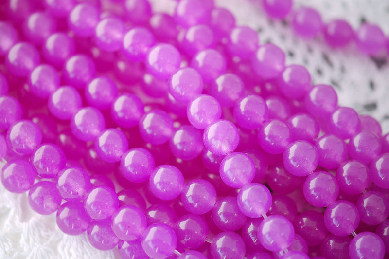 8mm ORCHID PURPLE Round Dyed Jade Gemstone Beads . 15.5" strand . about 50 beads gjd0039