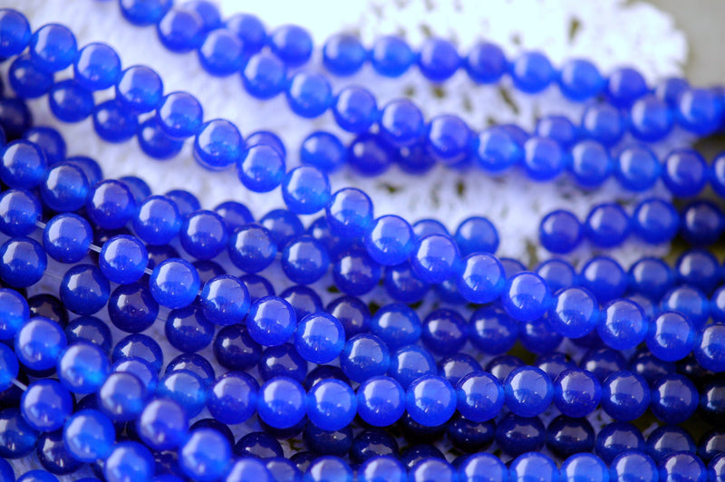 6mm ROYAL BLUE Round Dyed Jade Gemstone Beads, full strand, gjd0103