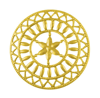 10 Large BRIGHT GOLD Colored Filigree Metal Iron Medallion  STAR  48mm . fil0027
