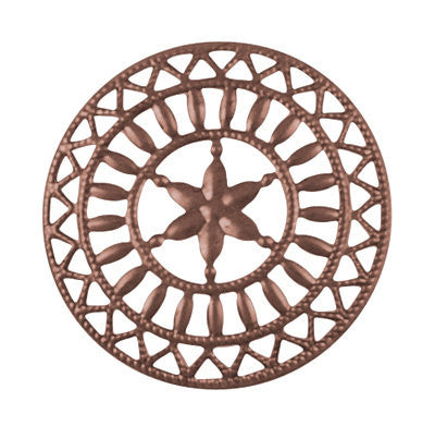 10 Large Copper Colored Filigree Metal Iron Medallion  STAR  48mm  FIL0028