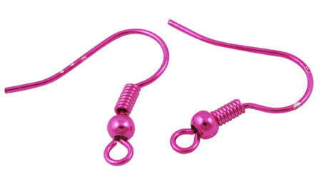 20 HOT PINK Plated Metal French Hook Earrings Ear Wires (10 pairs) . shipped from USA  fin0284
