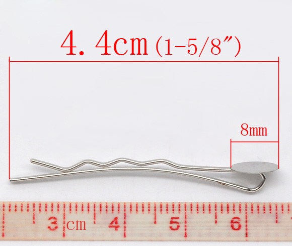 Silver Tone Metal Bobby Pins Hair Clips . 10 pieces . fin0062