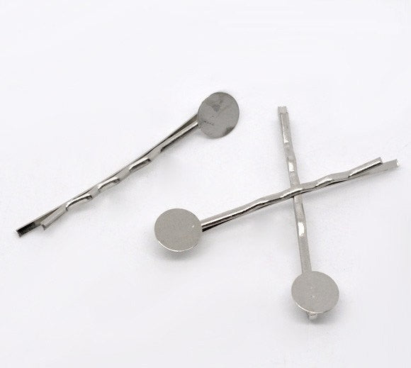 Silver Tone Metal Bobby Pins Hair Clips . 10 pieces . fin0062