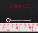 1000 Silver Plated Copper Eye Pins Findings  18mm Wholesale bulk package  22 gauge wire   0.75" long . Pin0036