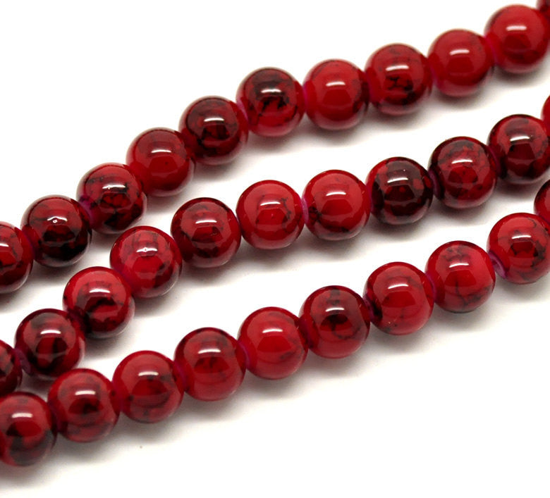 RED CANDY SWIRL ROUND ACRYLIC BEADS 8mm 100 Per Bag TOP QUALITY ACR19A - Foto 2