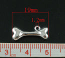 6 Silver Plated Bone Charm Pendants 19x8mm, 3/4" chs0626