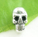 40 Tiny Silver Metal SUGAR SKULLS Bead Charms  9mm long  bme0107