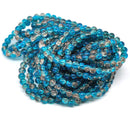 6mm BROWN and BLUE Crackle Glass Round Beads, 32 inch strand . about 140 beads bgl0298