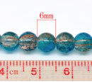 6mm BROWN and BLUE Crackle Glass Round Beads, 32 inch strand . about 140 beads bgl0298